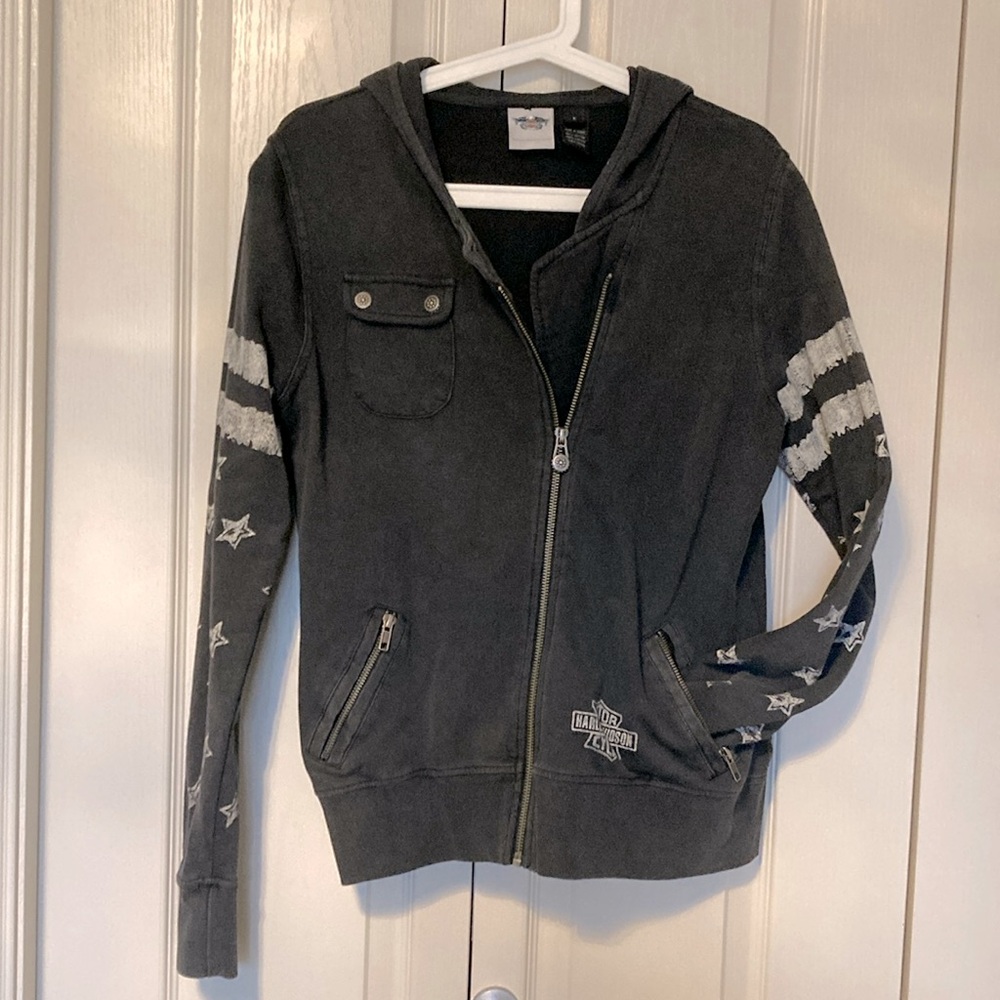 EUC Harley-Davidson women’s hoodie. Dark Grey. Size large.